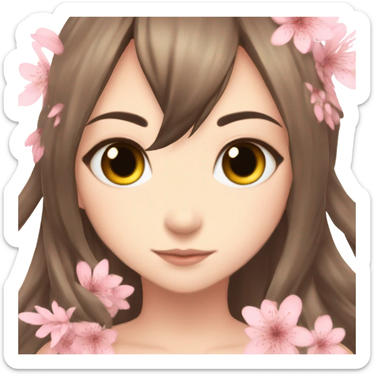 Sakura, girl, anime, dark eyes, fairy, big wings, long hair  sticker