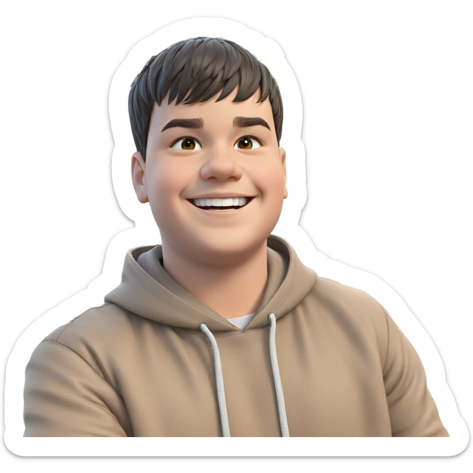 smiling boy outdoors by car sticker