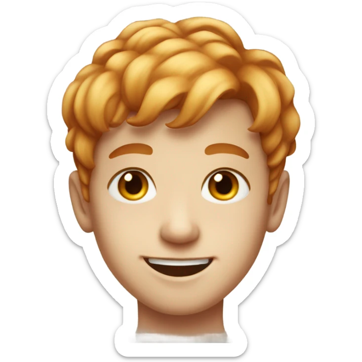 smiling boy with reddish-blonde hair and freckles portrait sticker