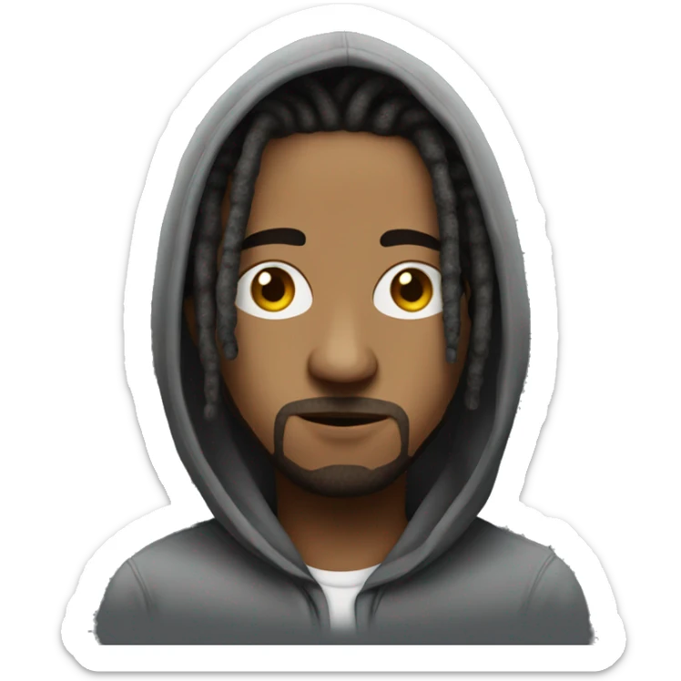 Guy with dreads being mysterious in a hoodie with hood on but still hair being visible  sticker