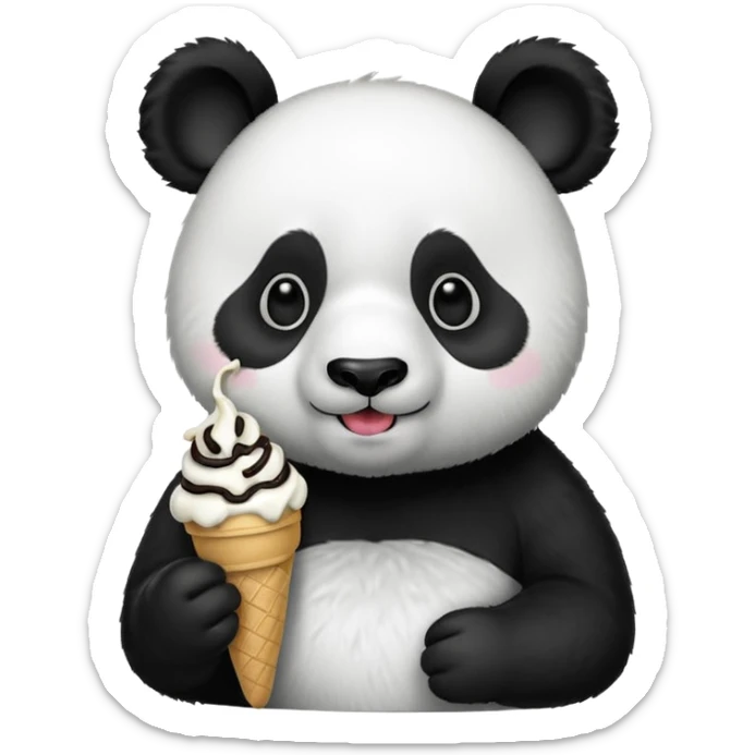 Panda eating ice cream sticker