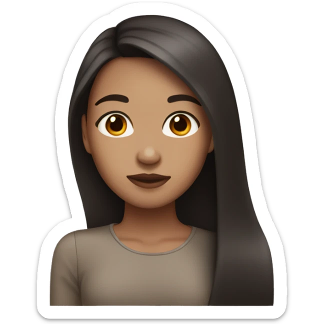 Girl with Brown Eyes lightskin and dark straight hair sticker