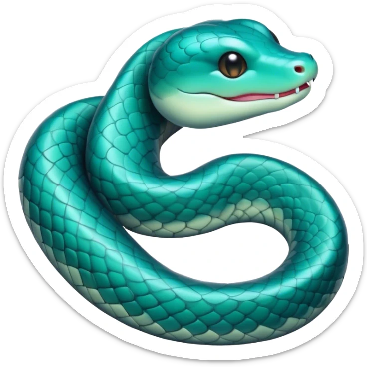 Meme-Worthy Cute Sleeping Chinese Water Snake Portrait Emoji, Head resting peacefully with a contented smile, showcasing a slender, graceful build and a luxuriously soft, shimmering scaled body, eyes gently closed in serene, fluid slumber, Simplified yet hilariously adorable features, highly detailed, glowing with a soft, drowsy aquatic light, high shine, relaxed and utterly lovable, stylized with an air of playful laziness, soft glowing outline, capturing the essence of a sleeping water snake that feels destined to become the next viral sensation of adorable aquatic rest! sticker