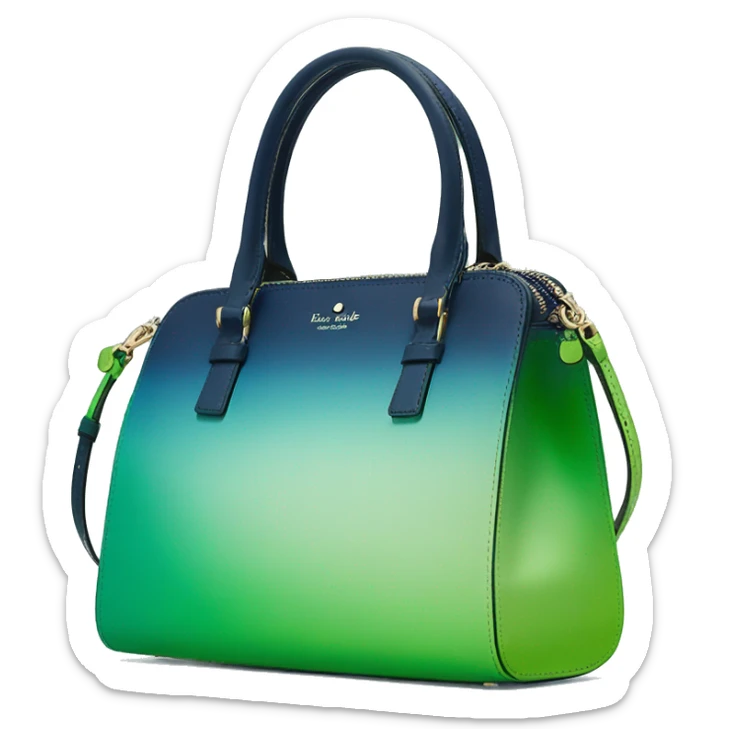 Realistic isolated lime green to navy blue ombre kate spade satchel purse.  sticker