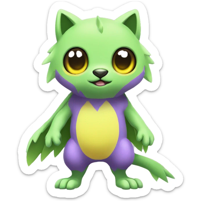 Cute cool green yellow purple animal hybrid Fakemon full body sticker