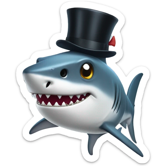 Shark with a top hat sticker