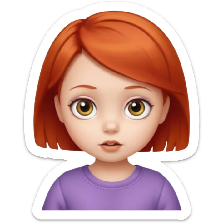 red hair baby girl big eyes short hair sticker