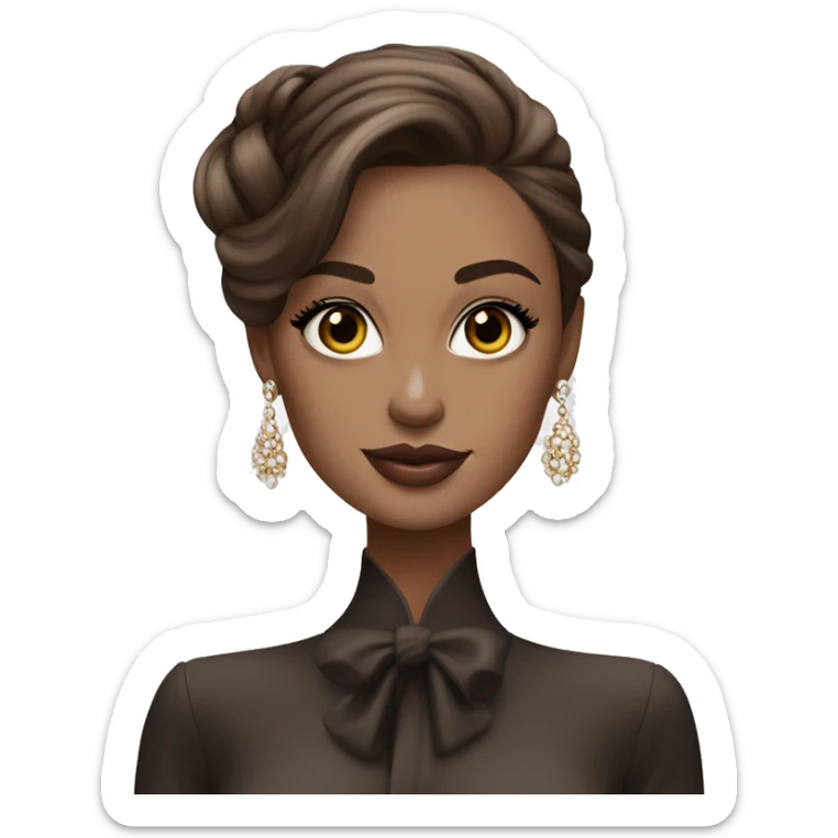 Miss dior, glamouros and classy, long brown hair, hazel eyes, full body  sticker