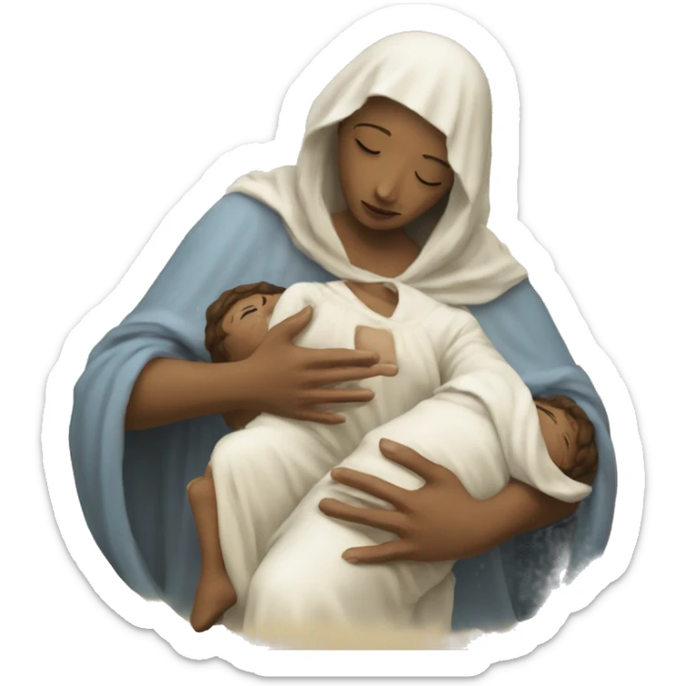 Maria mother of Jesus with Jesus in hands white skin sticker