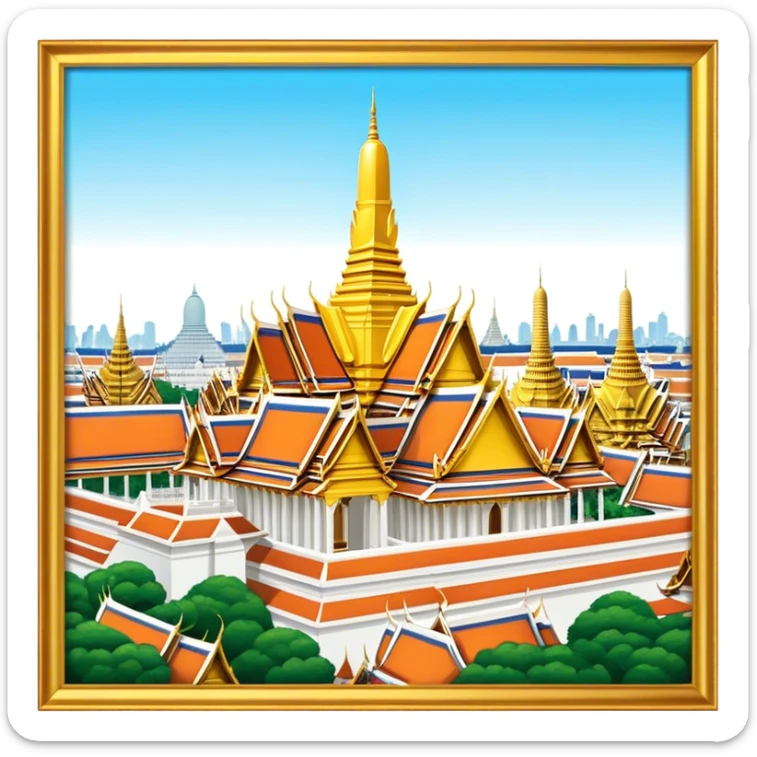 Grand Palace Bangkok Landmark Emoji – Featuring golden spires, Thai architecture, and the Emerald Buddha Temple. sticker