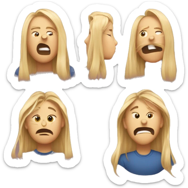There should be and emoji of flared up nostrils person putting an imaginary strand of hair behind their ears sticker