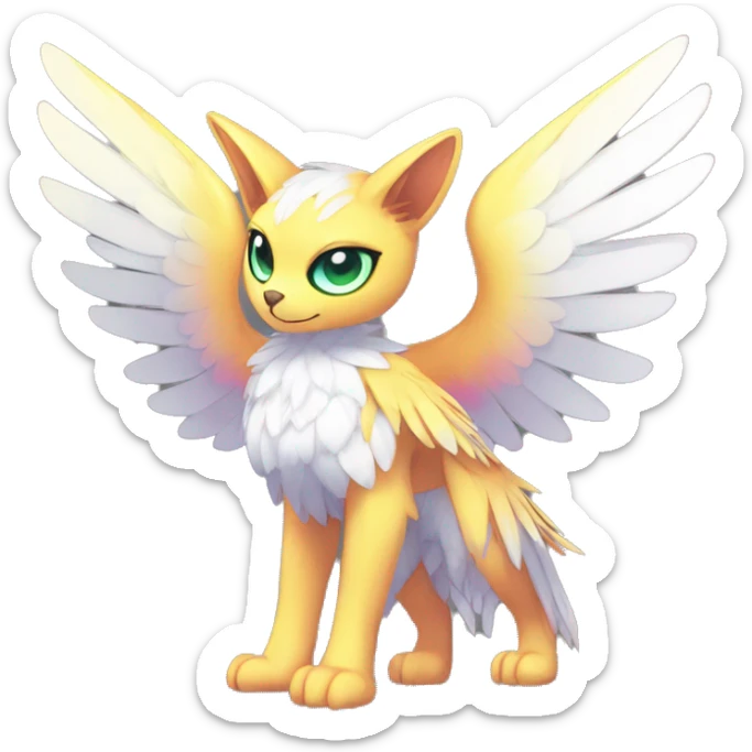 Anthro Sona Cool Edgy Cute Colorful Shy Winged Shiny Fakemon-Fantasy-Creature Full Body sticker