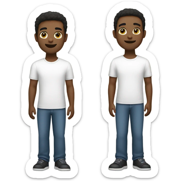 Male twins but one is shorter than the other and the taller one is white  sticker