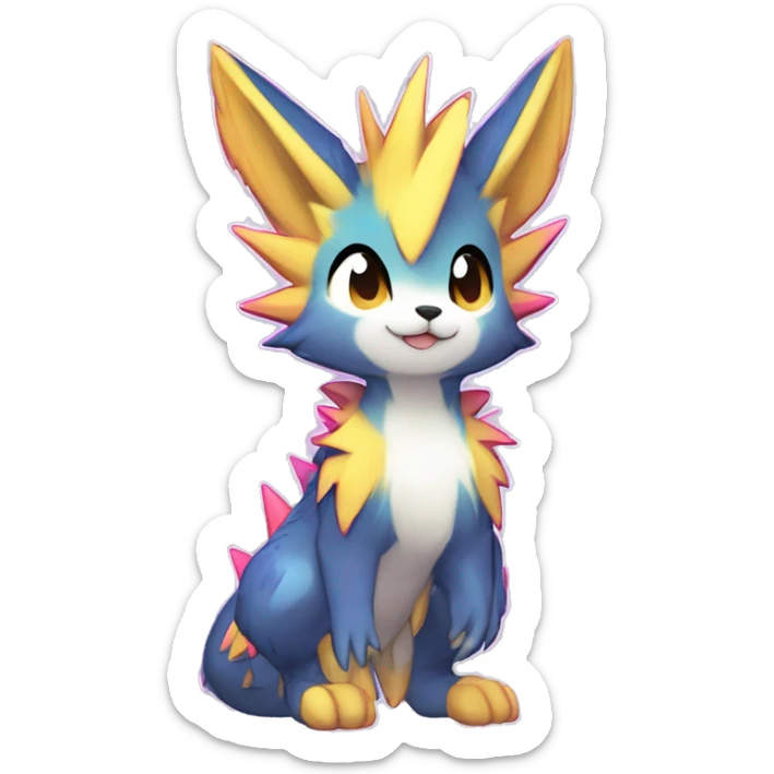 Anthro Scalie Spiky Cool Edgy Magical Shiny Colorful Pastel Sparkle Kemono-style Chibi Fantasy-Animal-Fakémon-Pokémon-Hybrid Fur Sona Aesthetic Full Body sticker