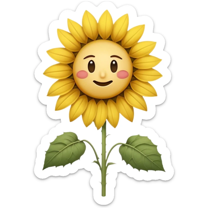 sunflower with bent stem and faded yellow petals, styled like the iOS wilted rose emoji, showing signs of wilting sticker