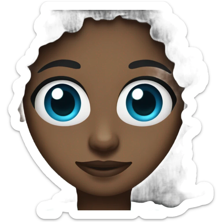 woman dark skin long dark curly hair with a doctor uniform sticker