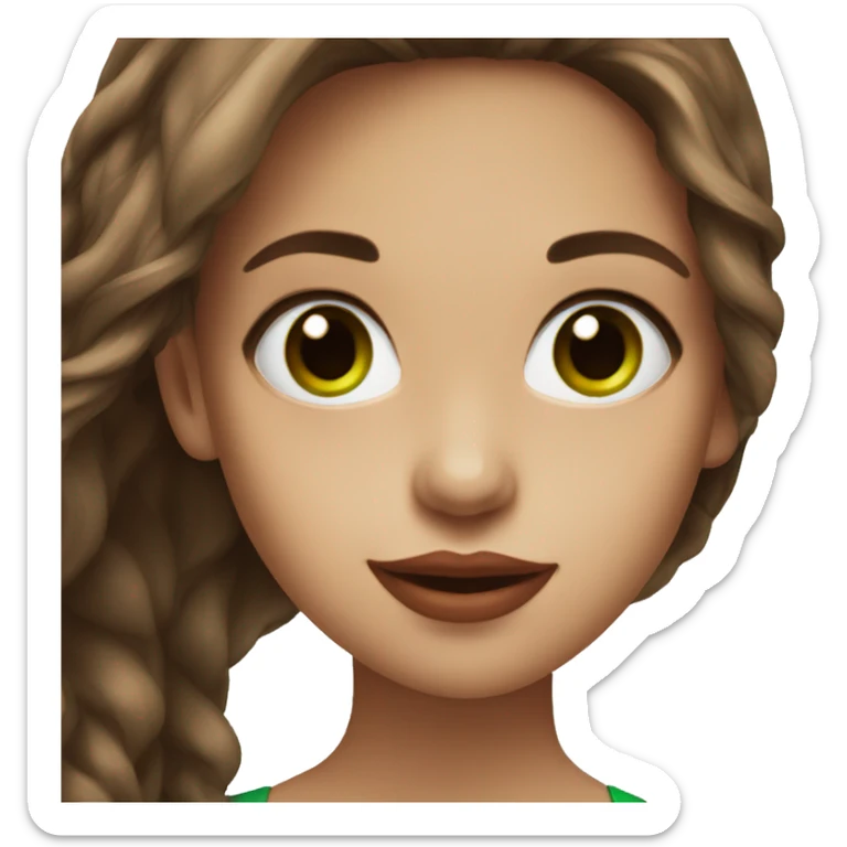 girl with green eyes and long brown hair with smile and big red lips  sticker