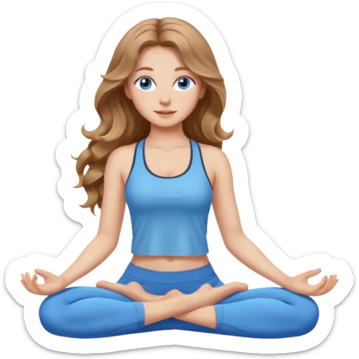 Girl with light brown wavy long hair and blue eyes who likes yoga sticker