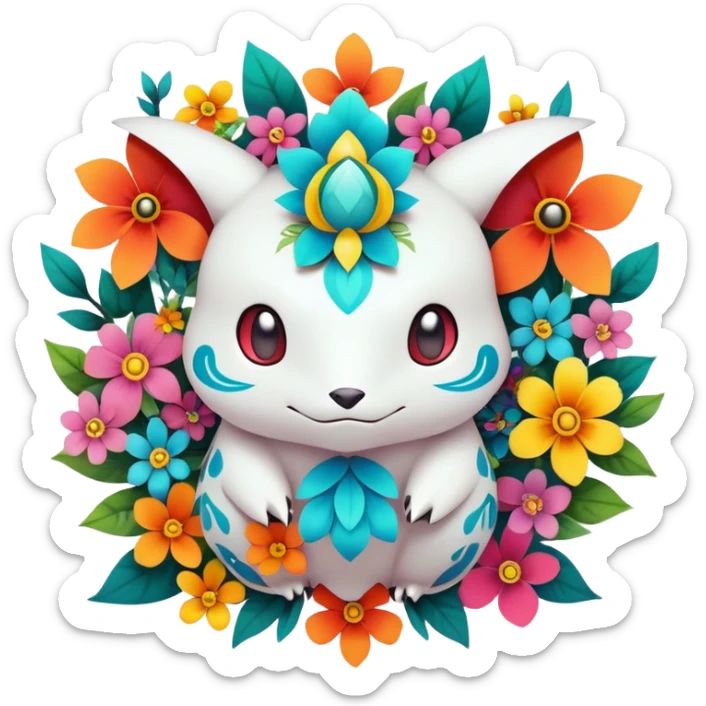 Colorful Floral Fakémon-Pokémon-creature sticker