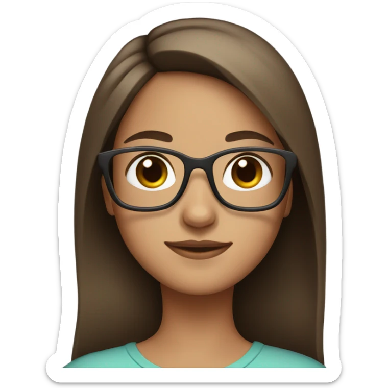 girl with straight brown hair and glasses  sticker
