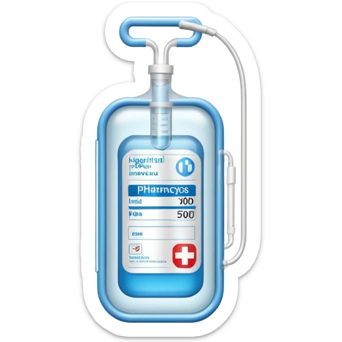 Hospira, BBraun, Hospital Intravenous fluid bag, 2 ports located on the bottom side, and is filled with 500ml, pharmacy label sticker