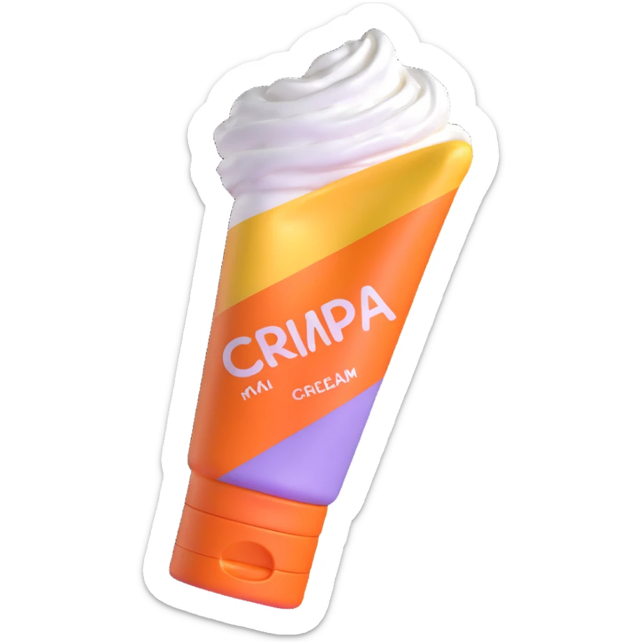 empty, crumpled hand cream tube, pastel and vibrant colors, very squished and wrinkled, cap on, no face, looks like a beauty product sticker