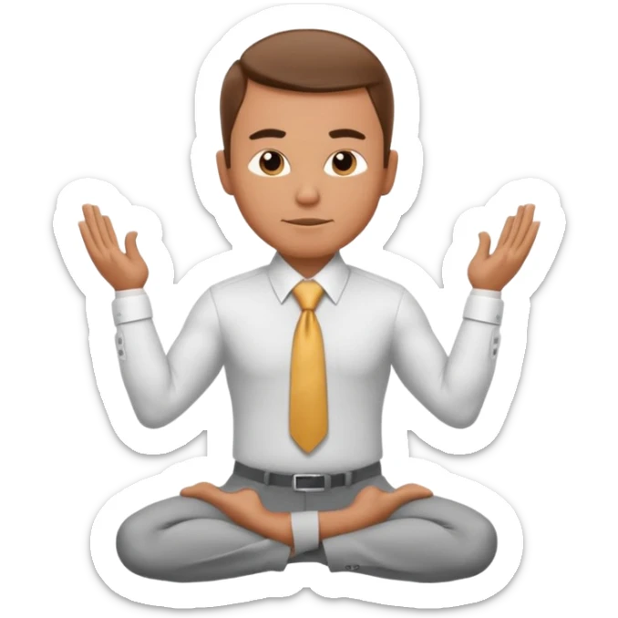 businessman in tie and dress shirt doing Warrior II yoga pose sticker