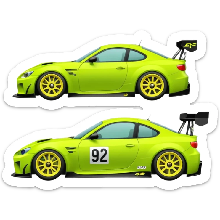 Emoji pack for R2 motorsport company, drift builds, motorsport parts, lime theme, just text on image sticker