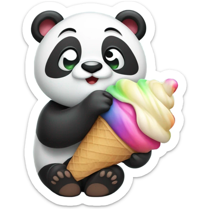Panda eating ice cream sticker