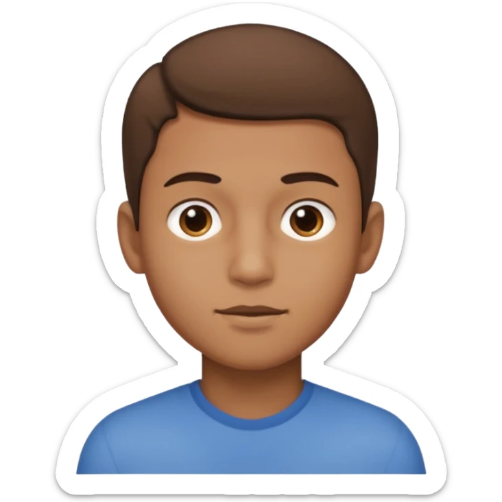 Un niño con forma de cara un poco estirada piel un poco morena y hombre y hombre sticker