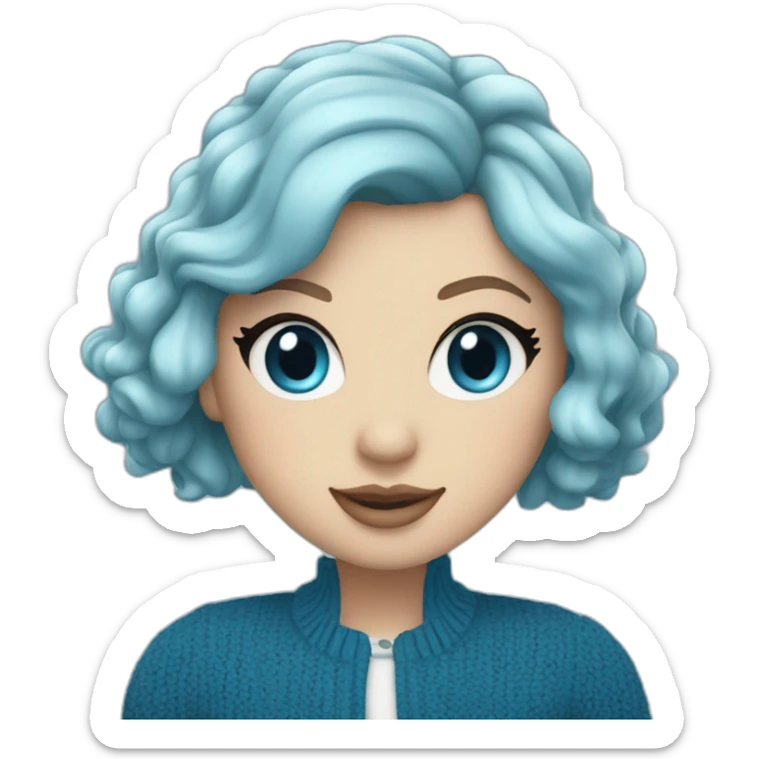 Taylor Swift wearing cardigan with blue hearts and with ocean blue hair sticker