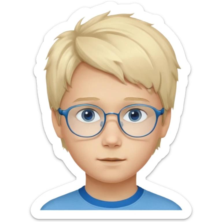 Ein junges Mädchen mit klaren, blauen Augen und wellig-glattem Haar, hellem Teint mit sanftem Glow. Zarte, harmonische Gesichtszüge, ruhiger, freundlicher Ausdruck. Dezente Brille, moderner, minimalistischer Stil. Gesamtwirkung: intelligent, feminin, natürlich schön, leicht verträumt und stilvoll sticker