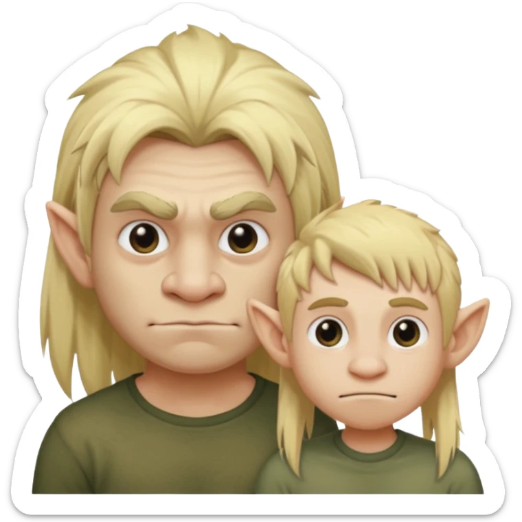 ugly troll with blonde long hair next to short twink with short blonde hair sticker