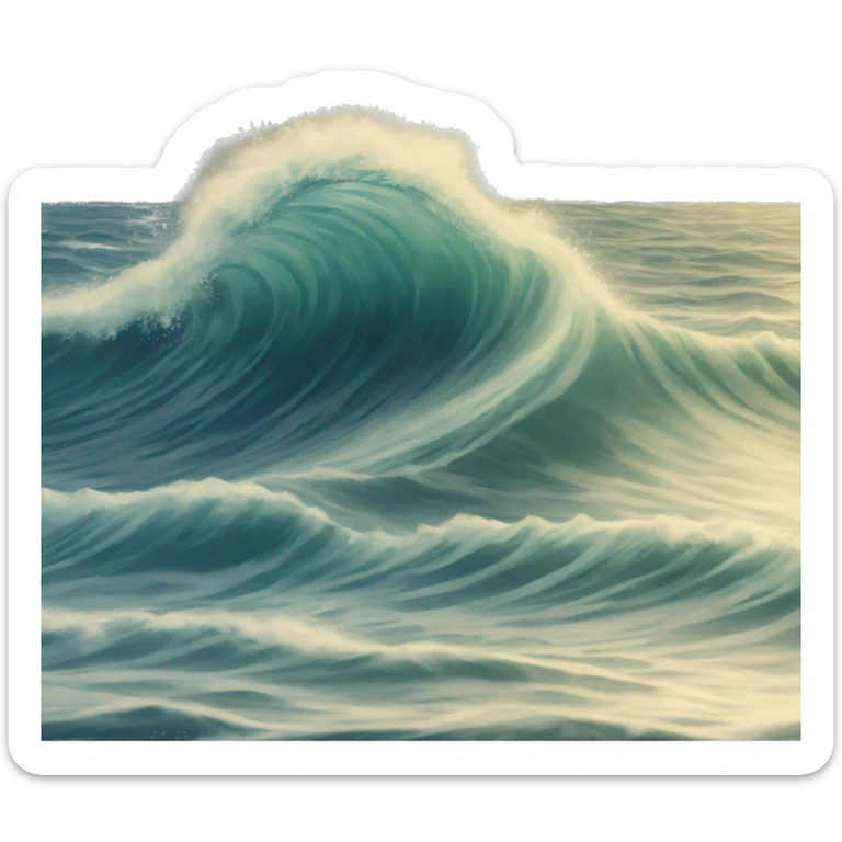 Waves at the sea, text with unique font “FOREVER with me, FOREVER to the sea” sticker