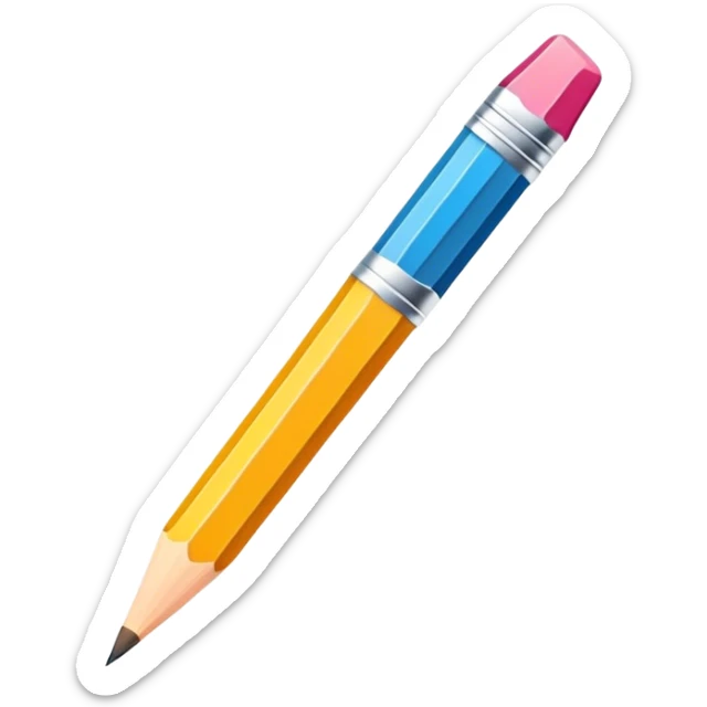 icon for Illustration hobbie, pencil and paintbrush on paper, colorful sketch, simple lines, minimalistic style, transparent background. sticker