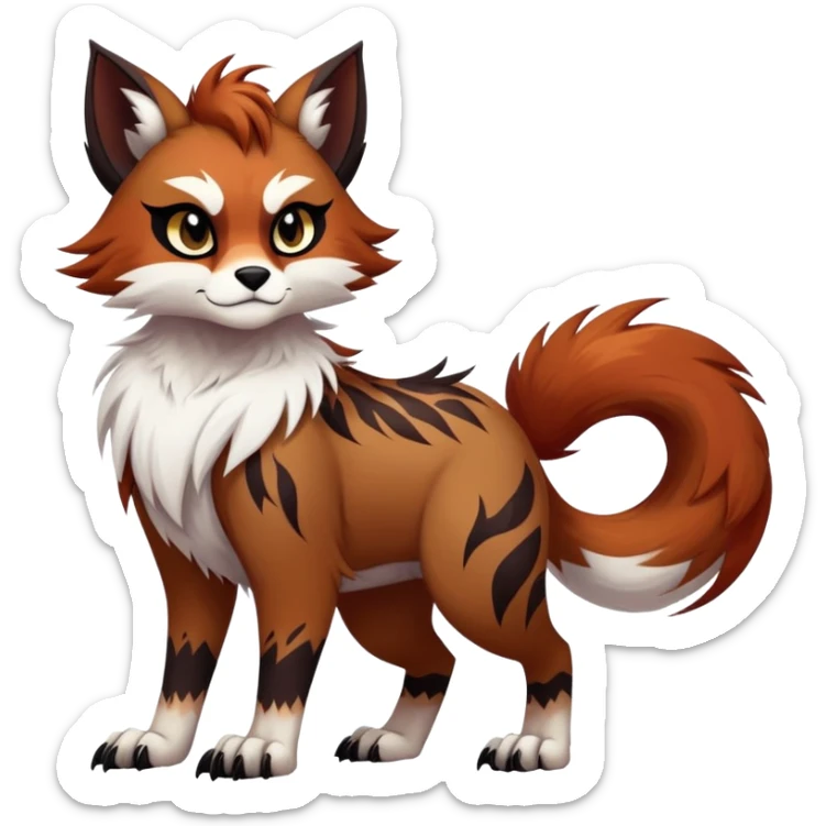 edgy badass cool Falvie-Fionbri-creature-fursona, full body, with random markings sticker