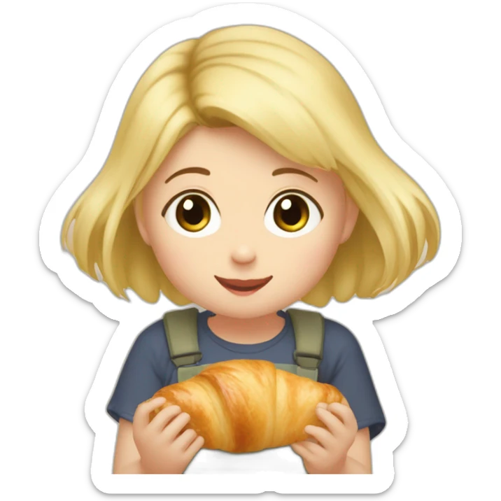 Tête bébé fille blonde qui mange un croissant avec totoro  sticker