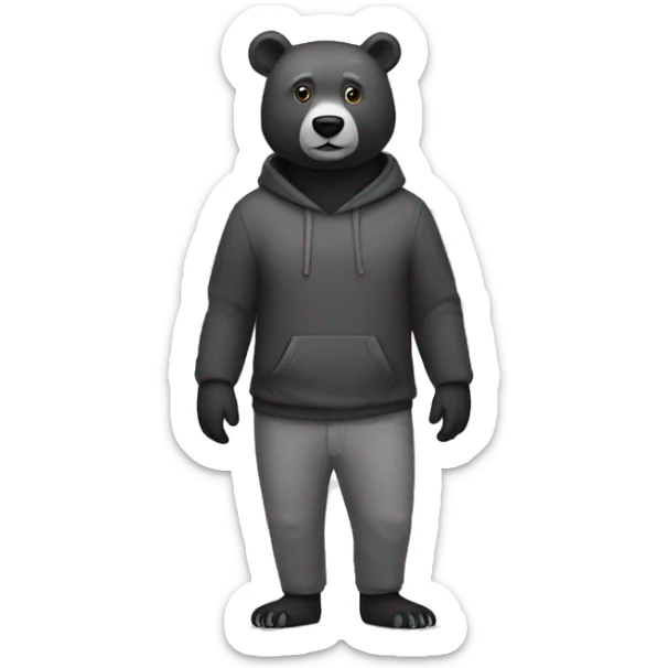 black and grey bear full body sticker
