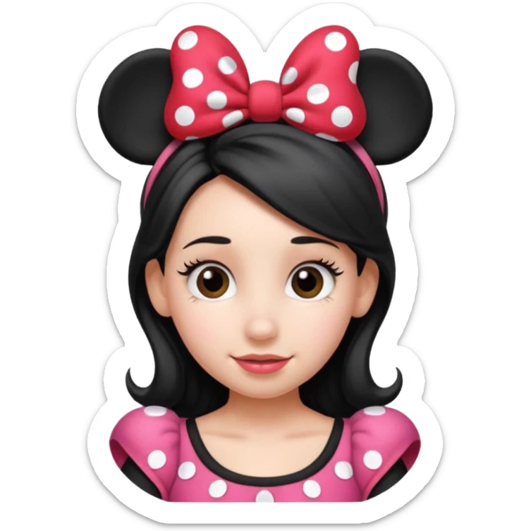 A girl wearing disney Minnie mouse hairband  sticker