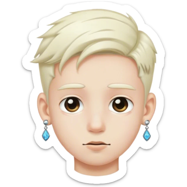 portrait of a boy with earring white piel o tono de piel white sticker