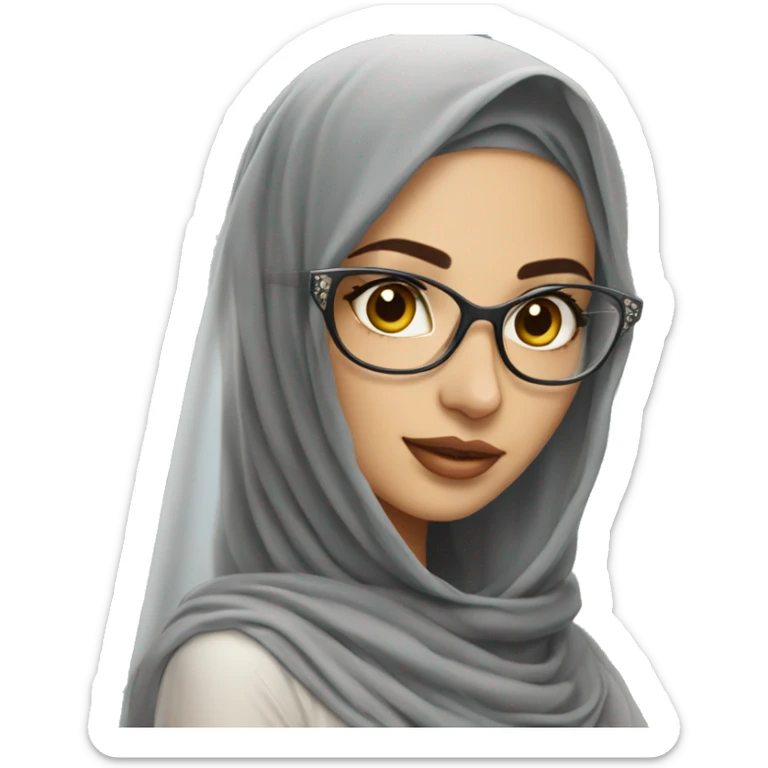live beautiful arab beauty with veil and transparent dress with a glasses sticker