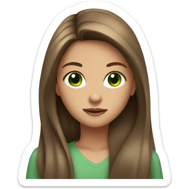Girl With Long Brown Hair and green eyes sticker