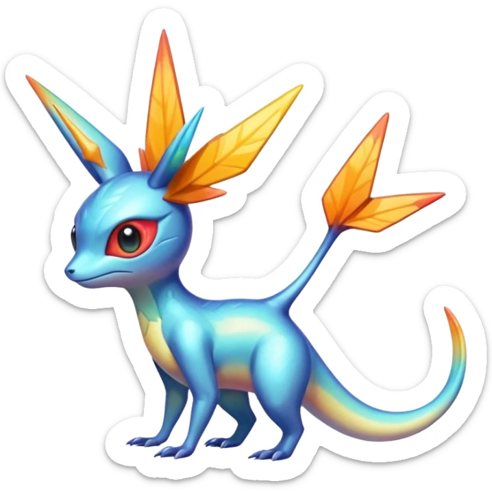 Colorful Shiny Exotic Victini-Salandit-Aurorus-Fakémon-hybrid-creature (full body)  sticker