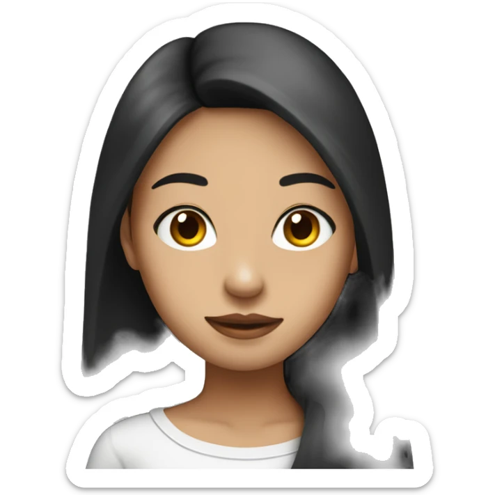 Girl with long dark hair and scoop neck long sleeve shirt sticker