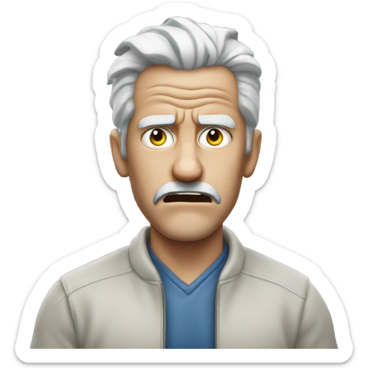 An angry white man with grey hair Shakes his fist at the sky in rage sticker