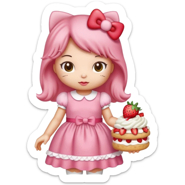 hello kitty strawberry shortcake pink sticker
