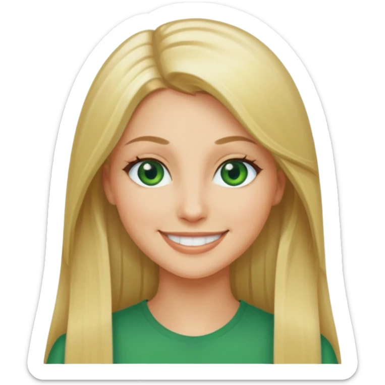 adult female with long straight blonde hair and green eyes sticker