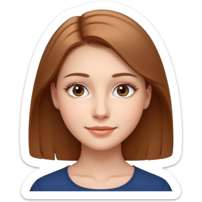 A realistic portrait of a young woman with soft facial features, clear skin, natural makeup, gentle eyes, symmetrical face, subtle smile, smooth lighting, high detail, photorealistic, 85mm len
 sticker