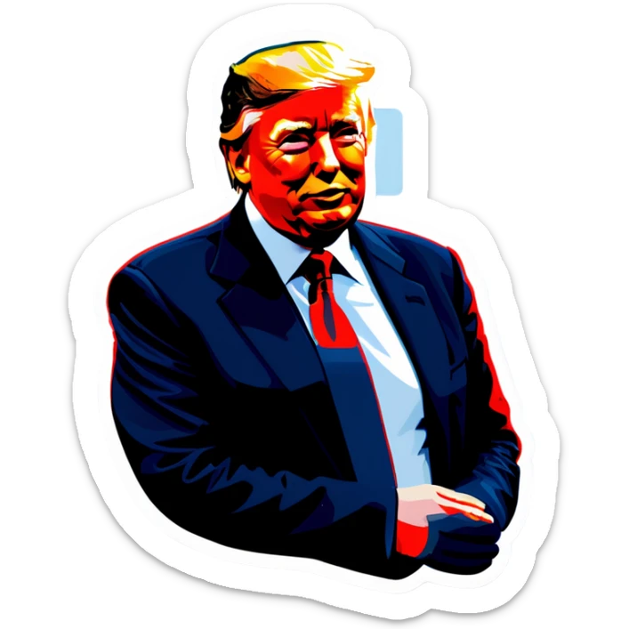 Jesus, Buddha, Elon Musk, Jeff Bezos, and Trump in a meeting sticker