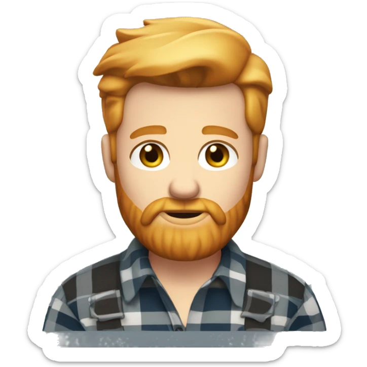 Blond ginger bearded man bleu eyes lumberjack shirt short hair groomed sticker